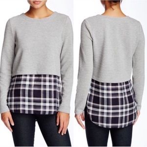 Romeo & Juliet Couture Plaid Layered Sweater Top